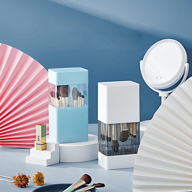 Suport perie de machiaj Organizator Pensule de machiaj cosmetice Cutie de depozitare rezistentă la praf Suport stilou Ruj creion Suport de depozitare lac de unghii