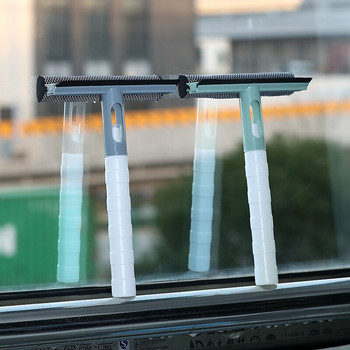 1PCS Четка за почистване на стъкла на прозорци Двустранна пръчка за разглобяване Уред за почистване на прозорци Скрепер Моп с бутилка със спрей за вода Чистачка