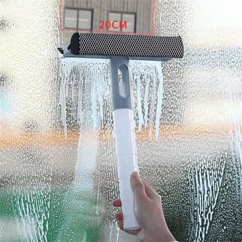 1PCS Четка за почистване на стъкла на прозорци Двустранна пръчка за разглобяване Уред за почистване на прозорци Скрепер Моп с бутилка със спрей за вода Чистачка