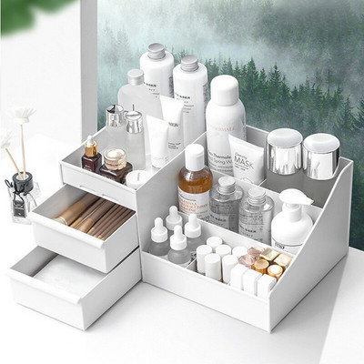 Sminkrendező fésülködőasztal Nagy kapacitású rendező kozmetikai termékek tárolására Sminktároló doboz asztali egyéb tárolódoboz