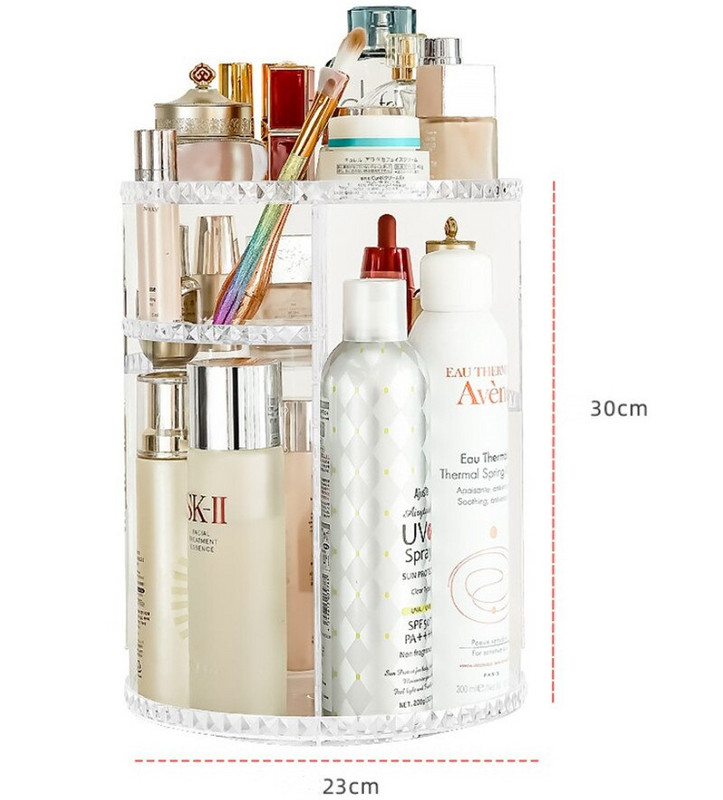 Organizator de machiaj, cutie rotativă pentru depozitare bijuterii cosmetice, organizator de birou, acrilic, transparent, raft organizator simplu pentru baie