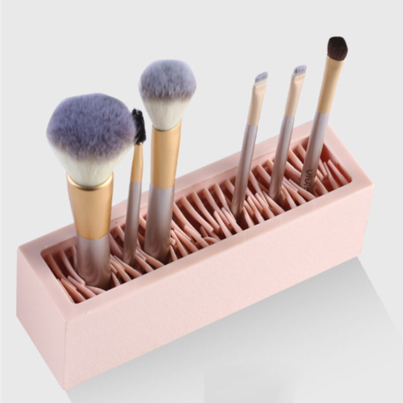 Cutie de depozitare pentru cosmetice din silicon cu suport pentru pix, creion pentru sprâncene pentru ruj și suport de depozitare pentru pensule de machiaj