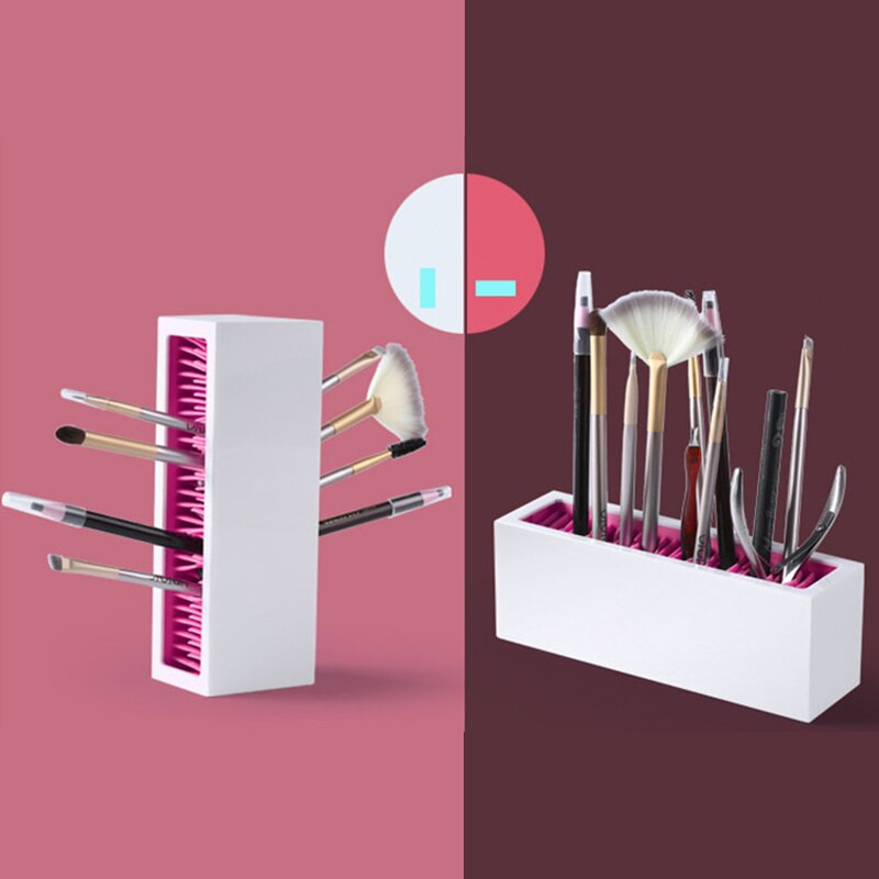 Cutie de depozitare pentru cosmetice din silicon cu suport pentru pix, creion pentru sprâncene pentru ruj și suport de depozitare pentru pensule de machiaj