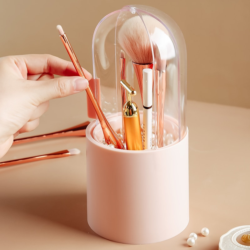Lady's Cosmetic Storage Case Make Up Brush Storage Box Εργαλείο Μακιγιάζ Στυλό Βερνίκι νυχιών Διάφανο με Κάδο Ατζέντας για Κάλυμμα
