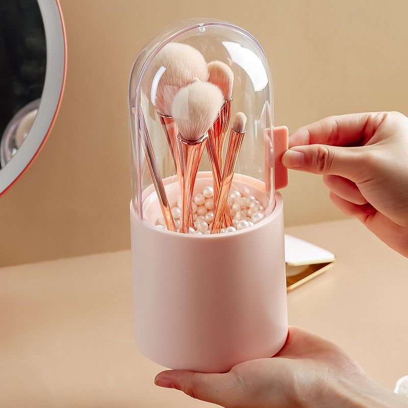 Lady's Cosmetic Storage Case Make Up Brush Storage Box Εργαλείο Μακιγιάζ Στυλό Βερνίκι νυχιών Διάφανο με Κάδο Ατζέντας για Κάλυμμα
