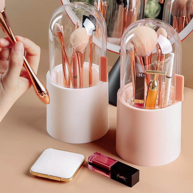 Lady's Cosmetic Storage Case Make Up Brush Storage Box Εργαλείο Μακιγιάζ Στυλό Βερνίκι νυχιών Διάφανο με Κάδο Ατζέντας για Κάλυμμα