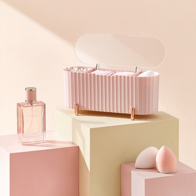 Staliniams kompiuteriams skirtos kosmetikos laikymo dėžutė Makiažo vatos padėkliukas Vonios kambario laikymo dėklas medvilniniams tamponams Grožio kiaušinių laikiklis