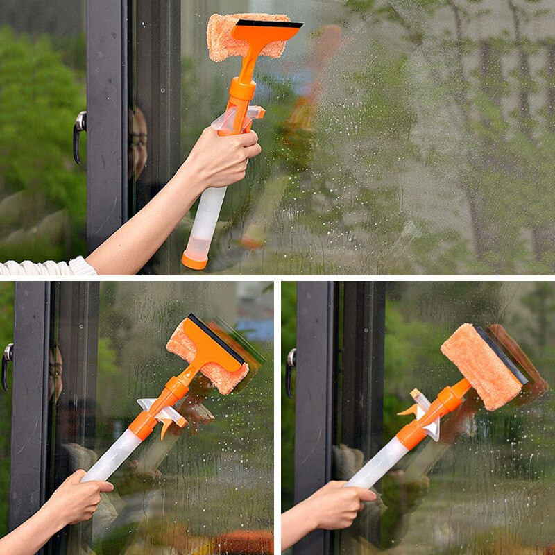 Instrument de curățare a sticlei, multifuncțională, cu două fețe, cu mâner lung, ștergător de pulverizare de uz casnic pentru mașină de acasă TS2 Instrumente de curățare pentru uz casnic