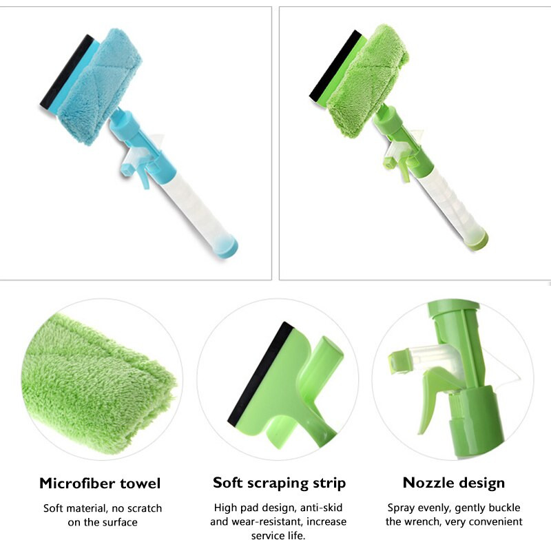 Instrument de curățare a sticlei, multifuncțională, cu două fețe, cu mâner lung, ștergător de pulverizare de uz casnic pentru mașină de acasă TS2 Instrumente de curățare pentru uz casnic