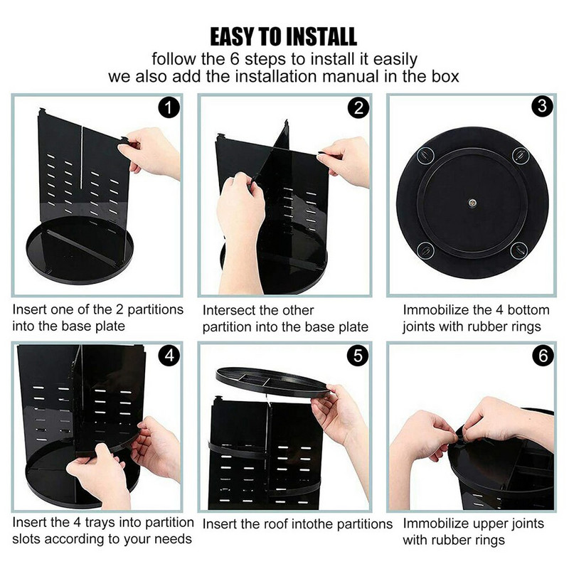 Κουτί αποθήκευσης τραπεζιού μπουντουάρ Περιστροφή 360 μοιρών Skincare Product Rack 3Style Acrylic Makeup Organizer για θήκη καλλυντικών κραγιόν