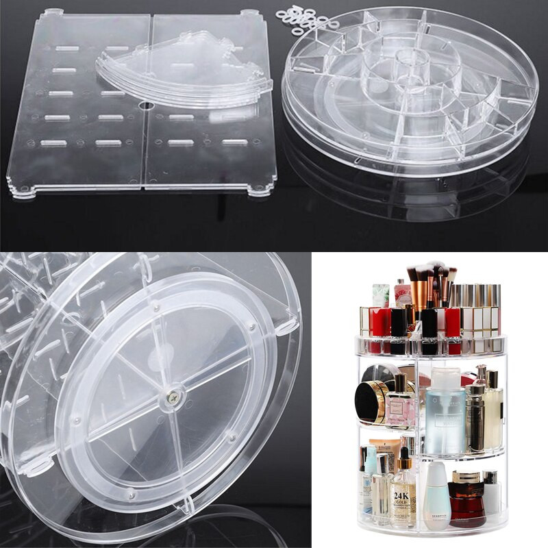 Κουτί αποθήκευσης τραπεζιού μπουντουάρ Περιστροφή 360 μοιρών Skincare Product Rack 3Style Acrylic Makeup Organizer για θήκη καλλυντικών κραγιόν
