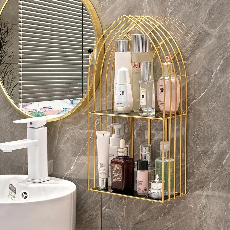 Raft în stil nordic de fier artă, ruj, parfum, cosmetice, produse de îngrijire a pielii, suport de depozitare, suport pentru masă de finisare, suport pentru baie suspendat