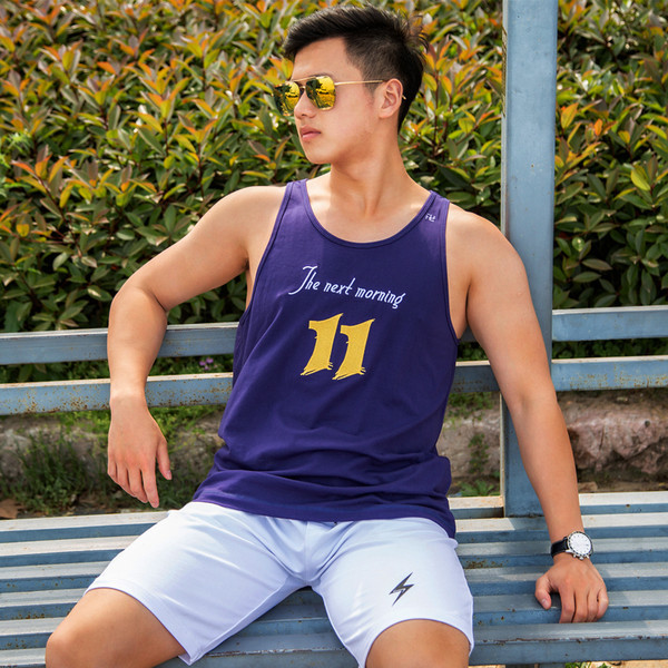 Μωβ στάμπα Casual Tank Top For Men