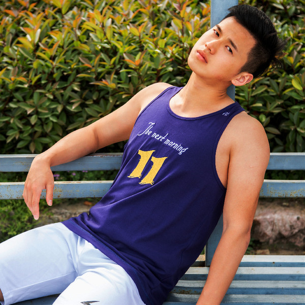 Μωβ στάμπα Casual Tank Top For Men