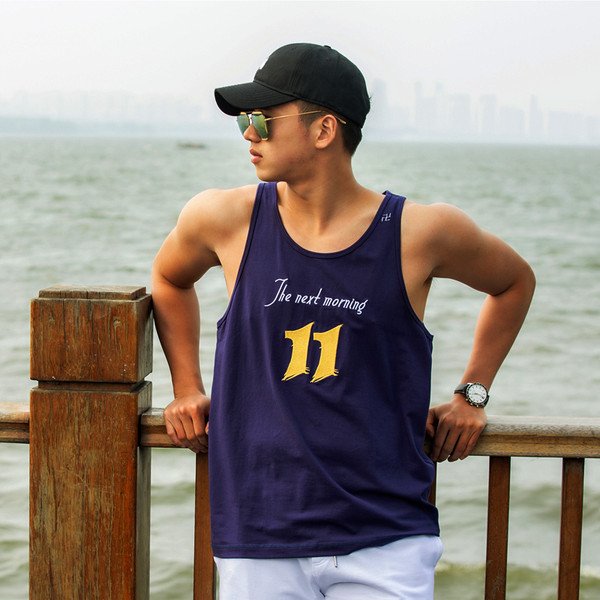 Μωβ στάμπα Casual Tank Top For Men