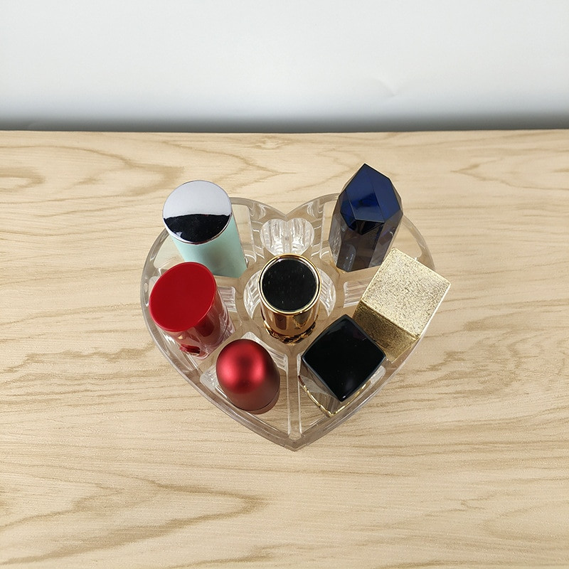 FOLOBE huulepulkade säilituskonteiner Heart Shape huulepalsami korraldaja meigihoidjakarp Vastupidav akrüül huulepulkade hoidja kosmeetika