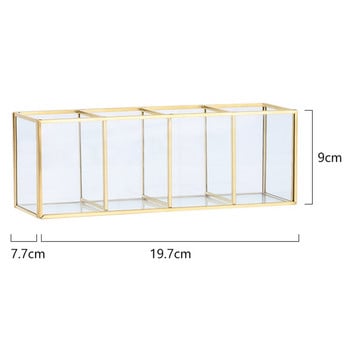 AFBC Nordic Gold Grid Glass Flip Storage Tank Box Луксозна модерна козметична кутия за съхранение Контейнер Micro-Landscape Flower Room