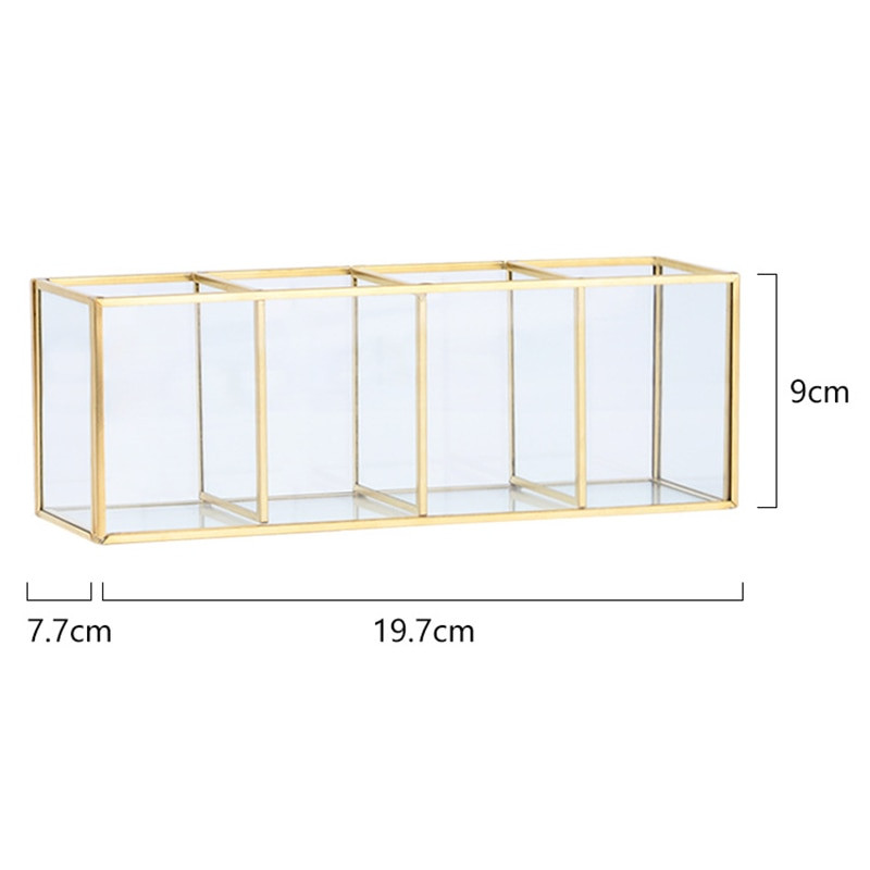 AFBC Nordic Gold Grid Glass Flip Storage Tank Box Luxury Modern Cosmetics Storage Box Container Micro-Landscape Flower Room