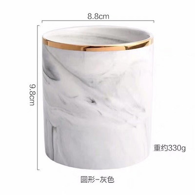 Suport pentru stilou cu model de marmură Nordic Ins Cutie de depozitare pentru perie cosmetică Suport pentru perie de machiaj Borcan de ceramică Container pentru decorarea mesei de acasă