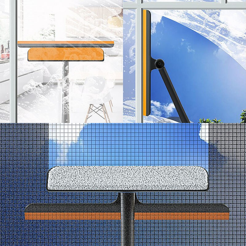 Curățător de geamuri 3 în 1 Perie de curățare a geamurilor Racletă Racletă de sticlă Stergator rotativ Multifunctional Plasă pentru ferestre Curățare ecran