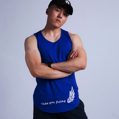 Ανδρικό casual αθλητικό τανκ με οβάλ λαιμόκοψη και επιγραφή