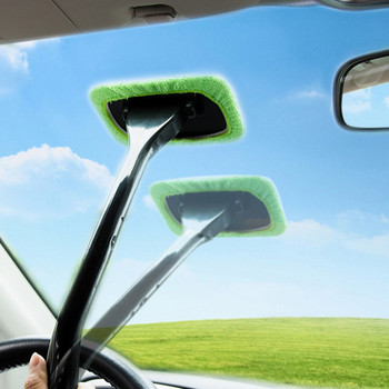 Инструмент за четка за почистване на автомобили с дълга дръжка Комплект за почистване на прозорци на автомобили Чистачки за предно стъкло Микрофибърна четка за почистване на чистачки