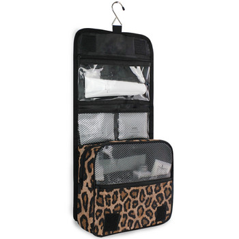 Κρεμαστό τσαντάκι περιποίησης Ταξιδίου Leopard θήκη Μακιγιάζ Τσάντα καλλυντικών Μεγάλης χωρητικότητας Πτυσσόμενη φορητή τσάντα αποθήκευσης πλυσίματος Organizer