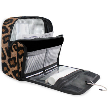 Κρεμαστό τσαντάκι περιποίησης Ταξιδίου Leopard θήκη Μακιγιάζ Τσάντα καλλυντικών Μεγάλης χωρητικότητας Πτυσσόμενη φορητή τσάντα αποθήκευσης πλυσίματος Organizer