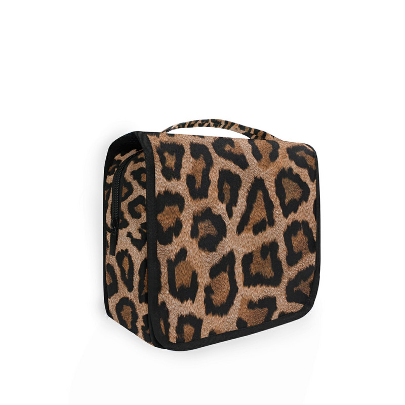 Rippuv reisi-tualett-tarvete kott Leopard Print meigikohver Kosmeetikakott Suure mahutavusega kokkupandav kaasaskantav pesukott hoiukoti korraldaja