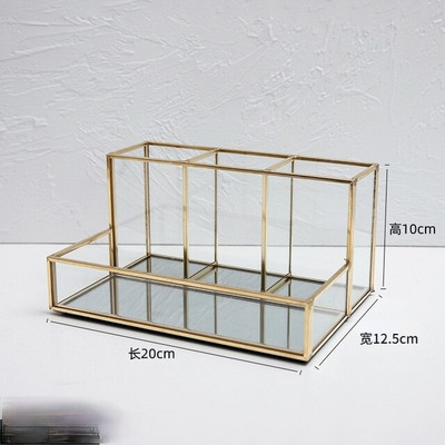 Skaidrus stiklinis kosmetikos šepetėlis laikymo kibiras Tualetinis stalas Odos priežiūros produktai Kvepalai Kosmetika Stalinio kompiuterio laikymo dėžutė