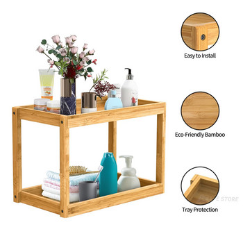 Organizer Μακιγιάζ Bamboo Bathroom Shelf For Cosmetics Perfume Lipstick Skincare Organizers Bathroom Countertop Organizer