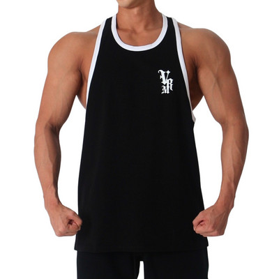 Ovaalse kaelusega puuvillane meeste sportlik topp