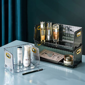 Organizator de produse cosmetice de birou de lux ușor Suport de machiaj transparent Dulap articole diverse de frumusețe Cutie de depozitare pentru gustări Organizator de baie