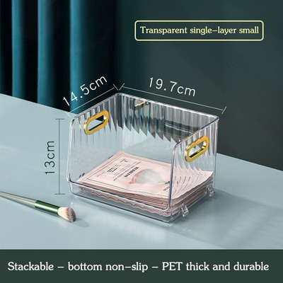 Organizator de produse cosmetice de birou de lux ușor Suport de machiaj transparent Dulap articole diverse de frumusețe Cutie de depozitare pentru gustări Organizator de baie