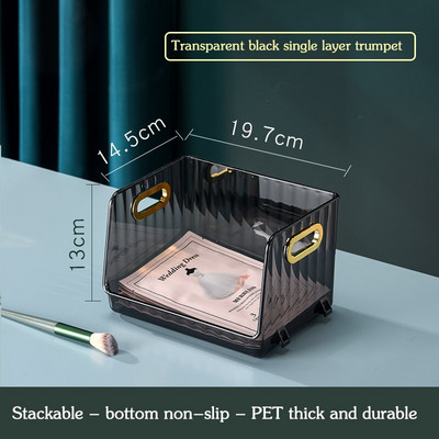 Organizator de produse cosmetice de birou de lux ușor Suport de machiaj transparent Dulap articole diverse de frumusețe Cutie de depozitare pentru gustări Organizator de baie