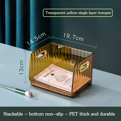 Organizator de produse cosmetice de birou de lux ușor Suport de machiaj transparent Dulap articole diverse de frumusețe Cutie de depozitare pentru gustări Organizator de baie