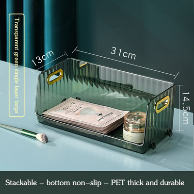 Organizator de produse cosmetice de birou de lux ușor Suport de machiaj transparent Dulap articole diverse de frumusețe Cutie de depozitare pentru gustări Organizator de baie