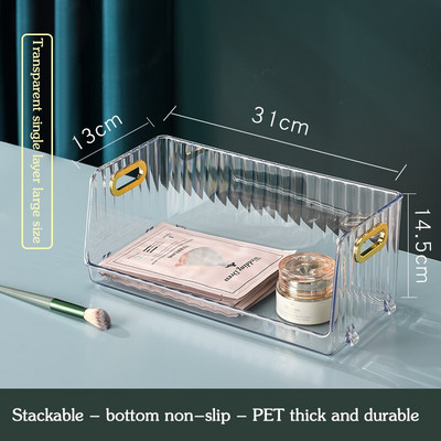 Organizator de produse cosmetice de birou de lux ușor Suport de machiaj transparent Dulap articole diverse de frumusețe Cutie de depozitare pentru gustări Organizator de baie