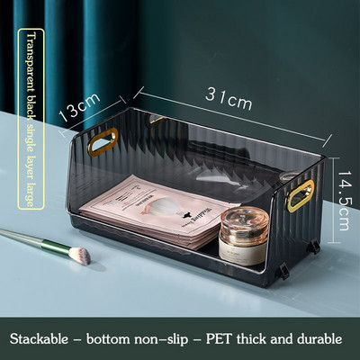 Organizator de produse cosmetice de birou de lux ușor Suport de machiaj transparent Dulap articole diverse de frumusețe Cutie de depozitare pentru gustări Organizator de baie