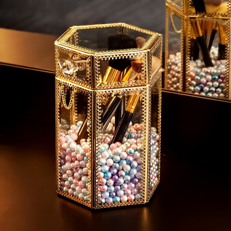 Pensule de machiaj acrilice transparentă Cutie de depozitare cu capac Organizator de machiaj din plastic Suport pentru instrumente cosmetice Perla și cutie Vânzare separată