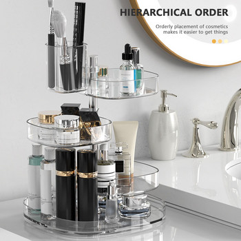 Multi Layer Adjustable Makeup Organizer 360 Rotating Large Capacity Cosmetic Shelf Durable Makeup Organizer Bathroom Storage EL