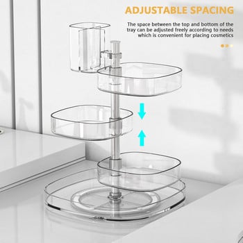 Multi Layer Adjustable Makeup Organizer 360 Rotating Large Capacity Cosmetic Shelf Durable Makeup Organizer Bathroom Storage EL