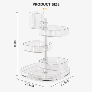 Multi Layer Adjustable Makeup Organizer 360 Rotating Large Capacity Cosmetic Shelf Durable Makeup Organizer Bathroom Storage EL