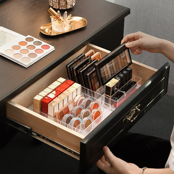 7 Grids Eyeshadow Storage Tray Makeup Organizer Box Desk Συρτάρι αποθήκευσης καλλυντικών Διαφανές πλαστικό ράφι για κραγιόν σε σκόνη ρουζ
