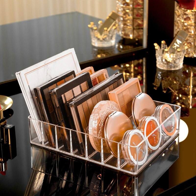 Tavă de depozitare fard de pleoape cu 7 grile Organizator de machiaj Cutie birou pentru depozitare cosmetice Sertar din plastic transparent ruj pudră fard de obraz
