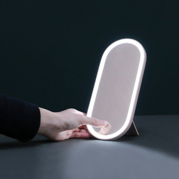 WBBOOMING Преносим калъф за грим с огледало за грим Лампа Пътуване Съхранение на грим Тоалетка Червило Грижа за кожата Организатор за съхранение