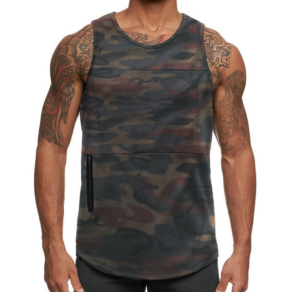 Maieu de camuflaj pentru bărbați, cu buzunar și fermoar