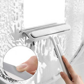 Perie multifuncțională pentru geamuri Dispozitiv de curățare a geamului cu două fețe Racletă Perie de curățare Praf de ferestre Instrument de curățare a casei auto
