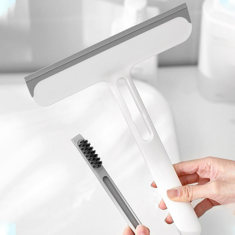 Perie multifuncțională pentru geamuri Dispozitiv de curățare a geamului cu două fețe Racletă Perie de curățare Praf de ferestre Instrument de curățare a casei auto