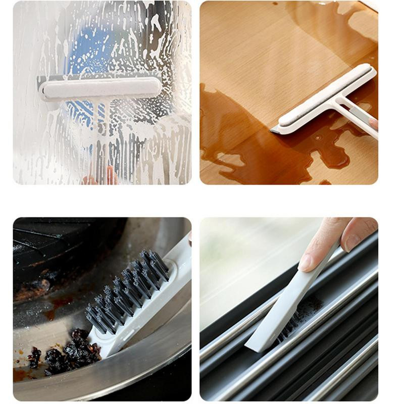 Perie multifuncțională pentru geamuri Dispozitiv de curățare a geamului cu două fețe Racletă Perie de curățare Praf de ferestre Instrument de curățare a casei auto